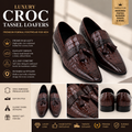 Aurahide Luxury Croc Tassel Loafers