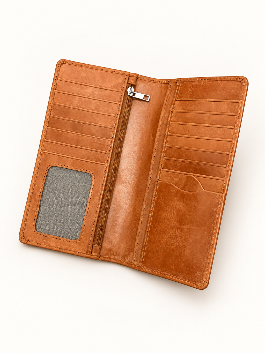 AURAHIDE Executive Full-Grain Leather Long Wallet
