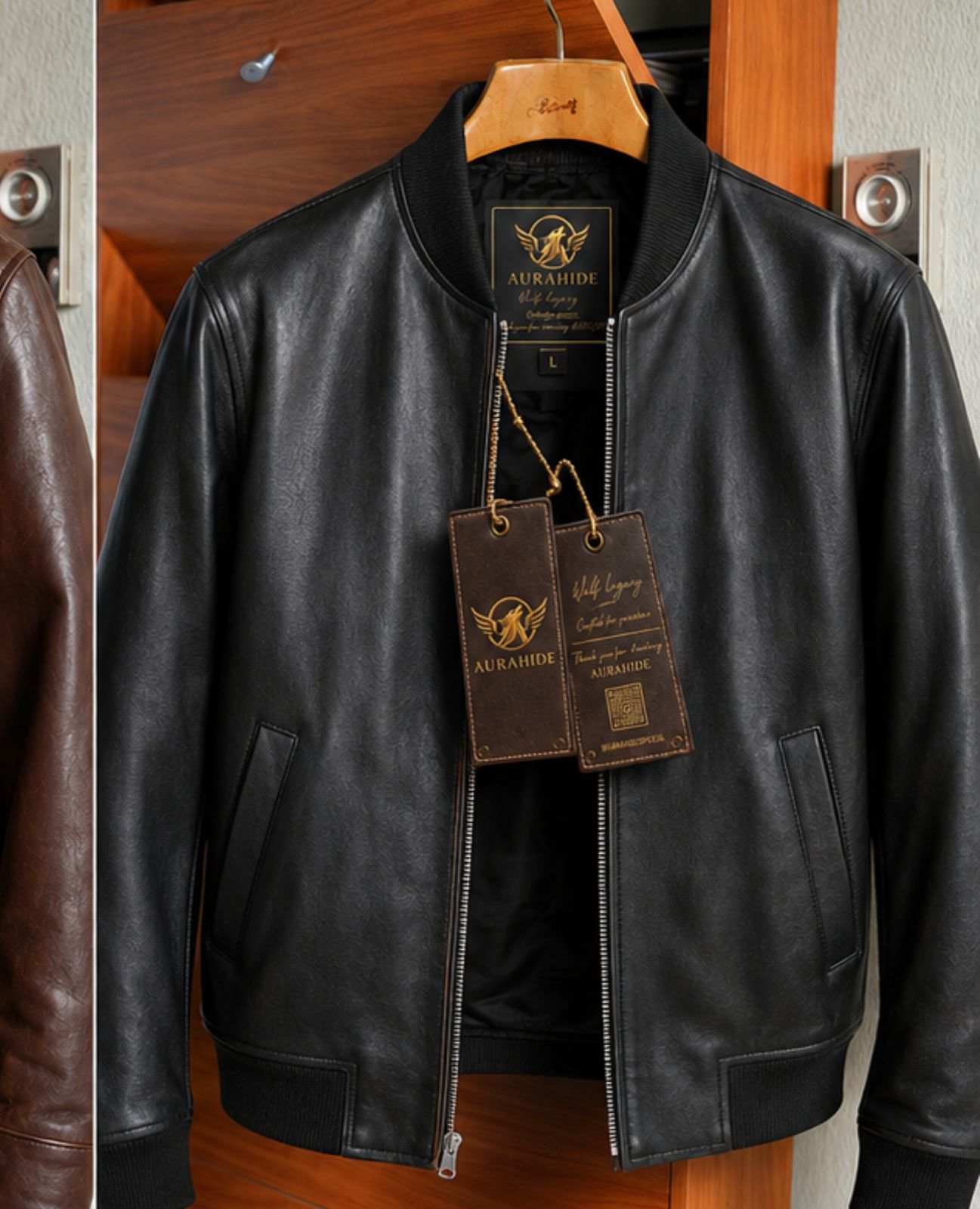 AURAHIDE Urban Black Bomber Jacket