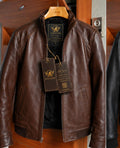 AURAHIDE Vintage Brown Leather Jacket