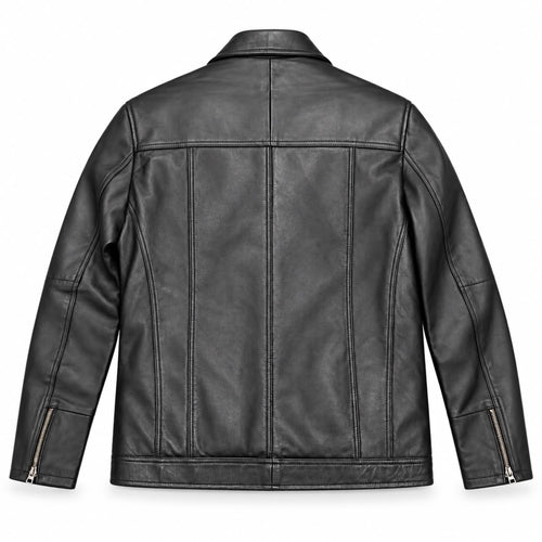 AURAHIDE Classic Cowhide Leather Jacket – Black