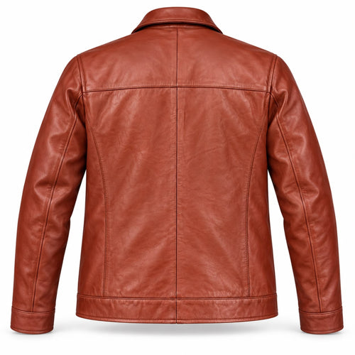 AURAHIDE Classic Cowhide Leather Jacket – Rust Brown